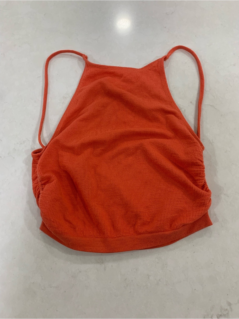 Sleeveless Ribbed Orange Tank Top with Slim Straps Size XS/S